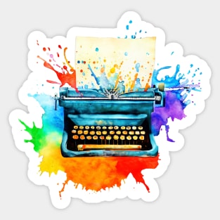 Watercolor Typewriter Writing Gift for Writer Creative Retro Sticker